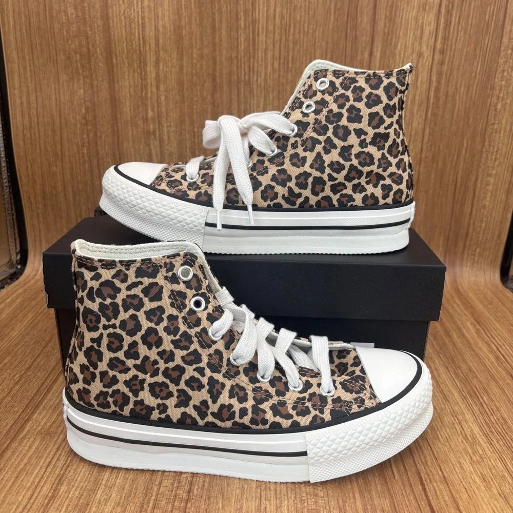 Converse CTAS EVA Lift Hi Youth 3 Leopard Print Brown Platform A16593C NEW